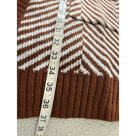 Fortune+Ivy Stitch Fix Women's Chevron Open Cardigan Sweater Rust/White Sz XL - Picture 7 of 8
